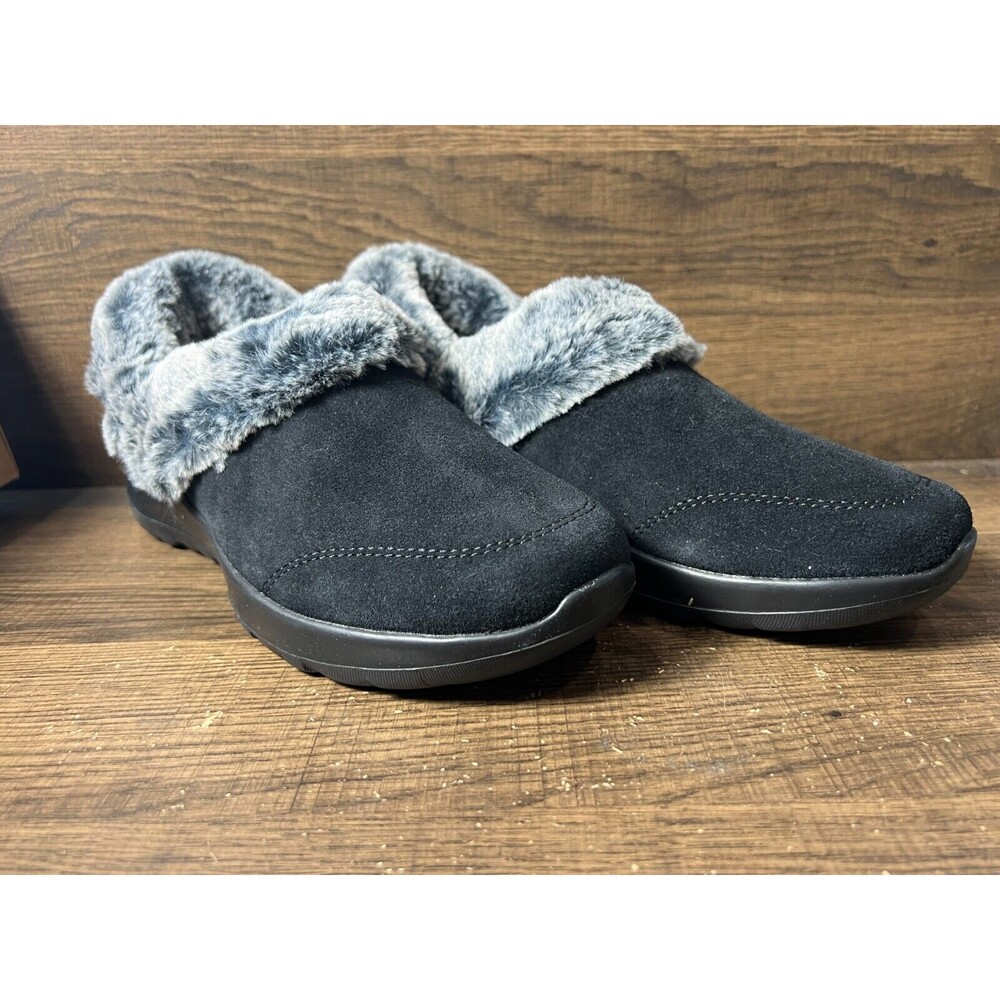 Skechers On-the-GO Joy Suede & Faux Fur Slip-Ons Cozy Life Black Women's 6.5 New